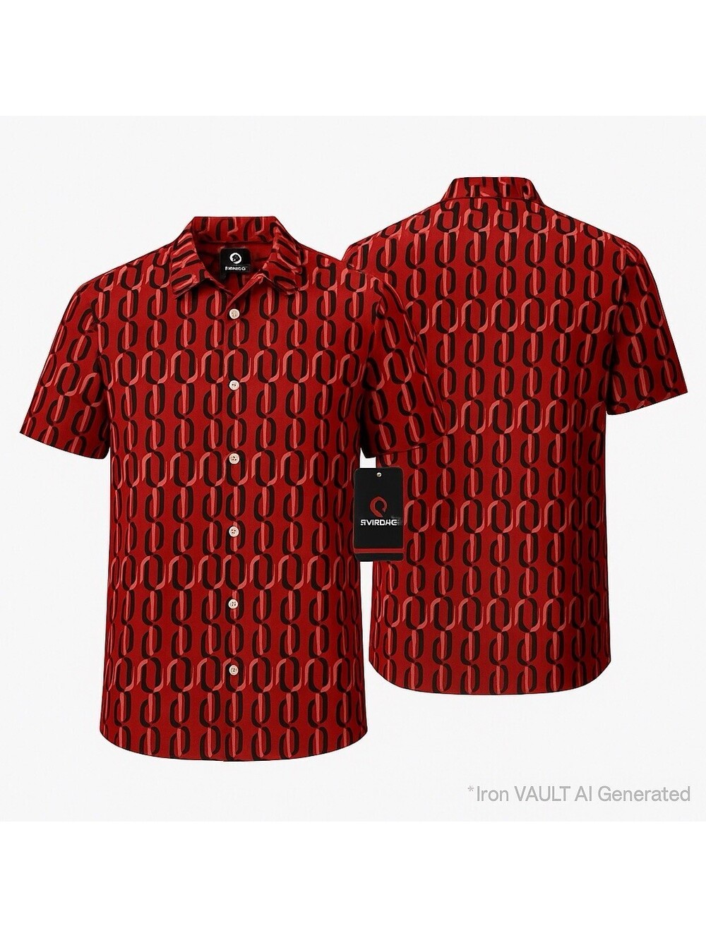 Akademiks Red Chain Link Button Down Shirt Mens Short Sleeve A13SW18 NWT